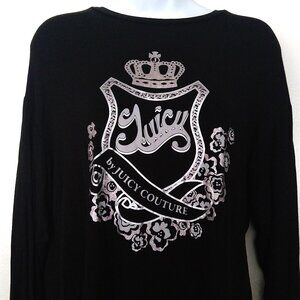 NEW Juicy by Juicy Couture Black Top Logo Long Sleeve W/ Silver Bling NWOT Sz M